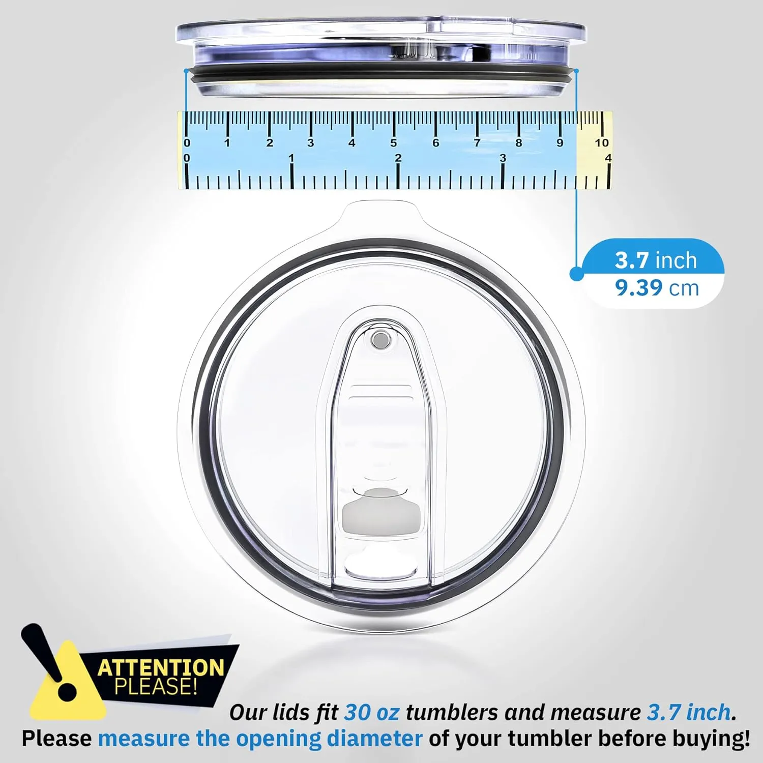 30 oz Pack of 3 Replacement Lids for Yti Tumblers - 3.7 Inch Diameter - Spill Proof Lids Silicon Sliding Covers, Fits Yti Tumblers, Hydro Flsk, Reusable No Leak Design, Splash Resistant 30 oz