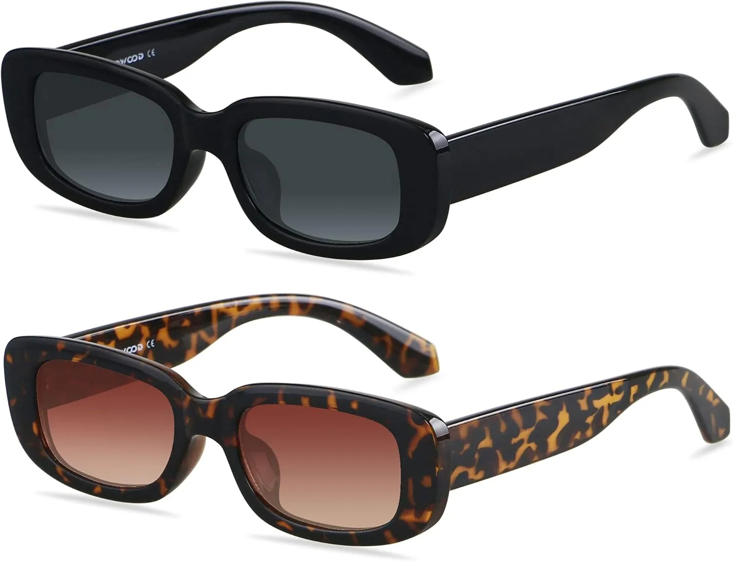 ANDWOOD Rectangle Sunglasses for Women Square Frames Trendy Retro Vintage 90s UV Protection Sun Glasses Small Face