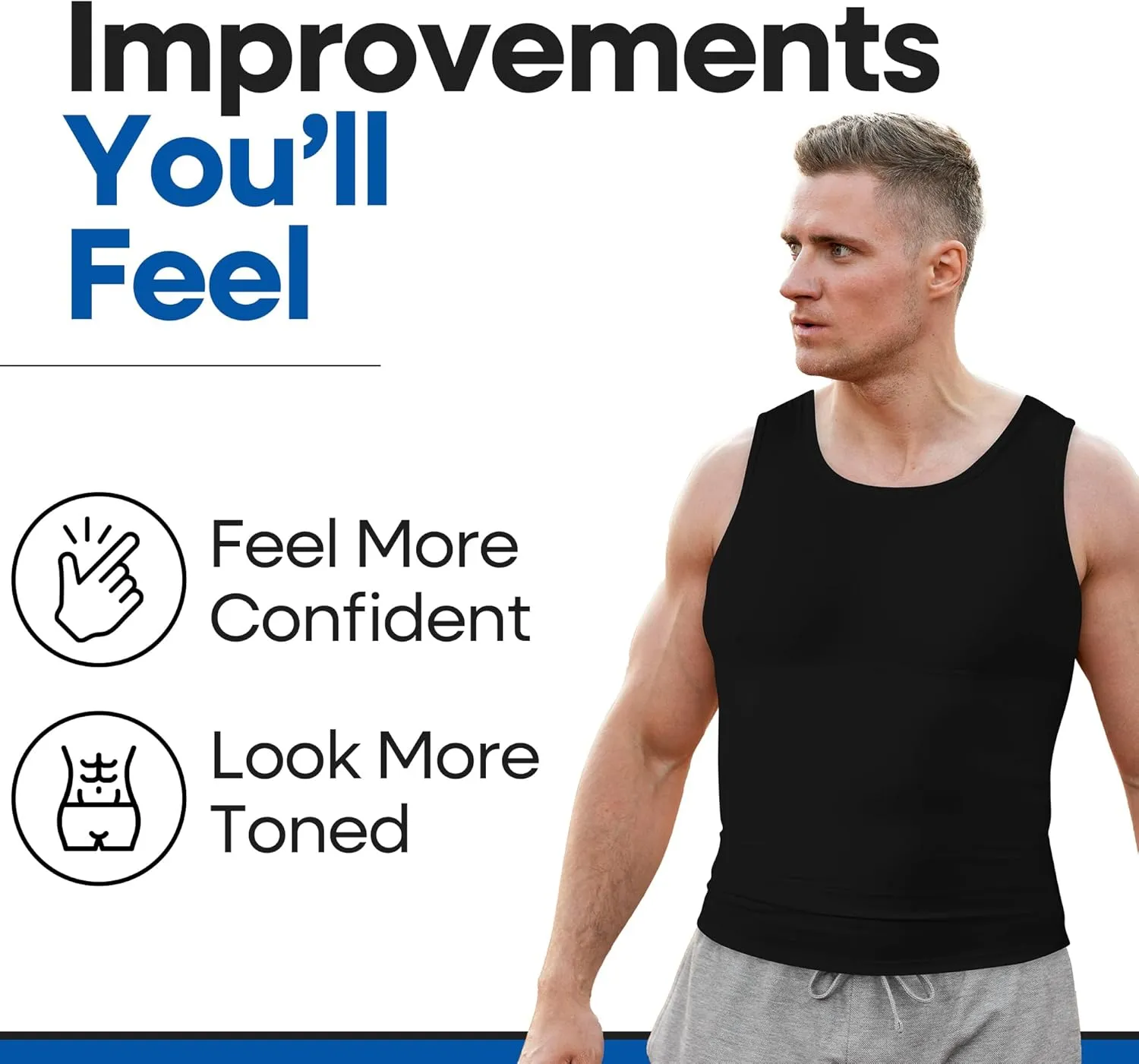 ARMSTRONG AMERICA Compression Shirt for Men | Gynecomastia Compression Tank Top Men | Mens Shapewear Compression Shirts