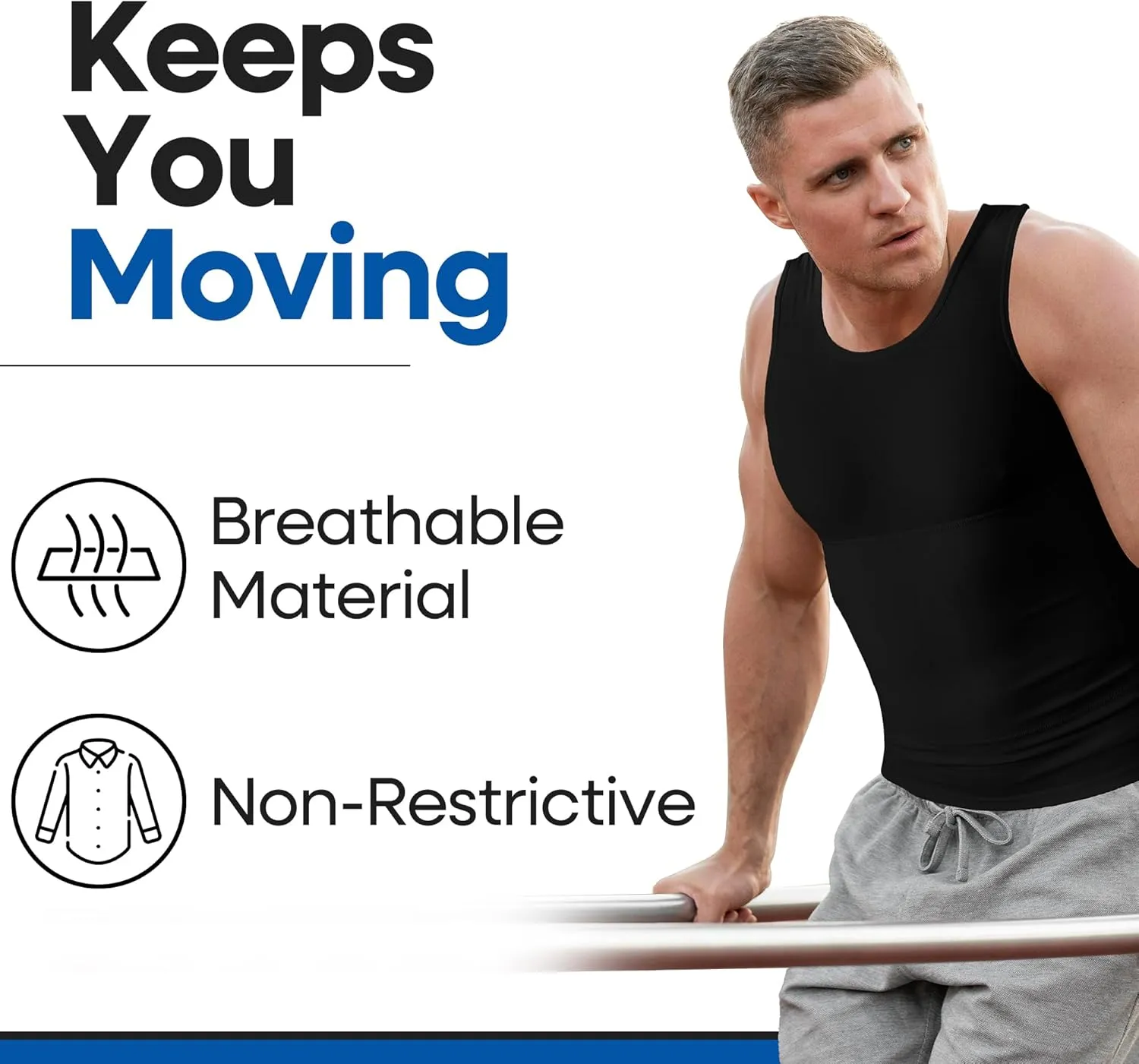 ARMSTRONG AMERICA Compression Shirt for Men | Gynecomastia Compression Tank Top Men | Mens Shapewear Compression Shirts