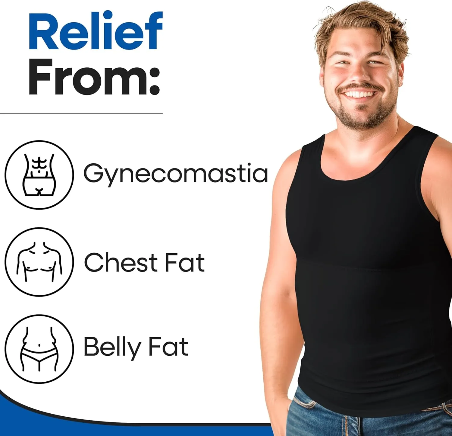 ARMSTRONG AMERICA Compression Shirt for Men | Gynecomastia Compression Tank Top Men | Mens Shapewear Compression Shirts
