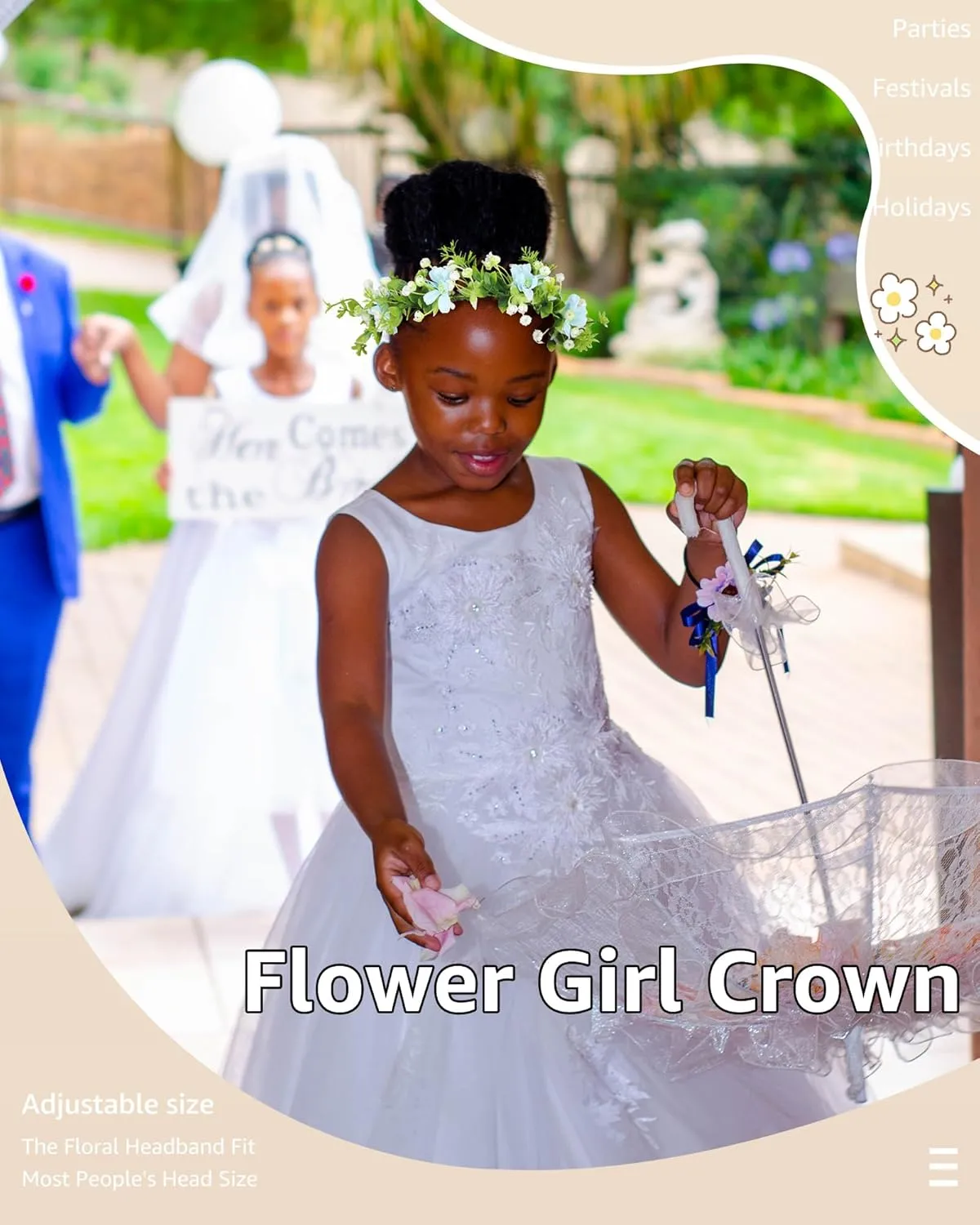 AWAYTR Leaf Flower Crown Garland Headpiece - Hair Floral Wreath Adjustable Flower Headbands for Bridal Wedding Festival Party Flower Leaves Crown