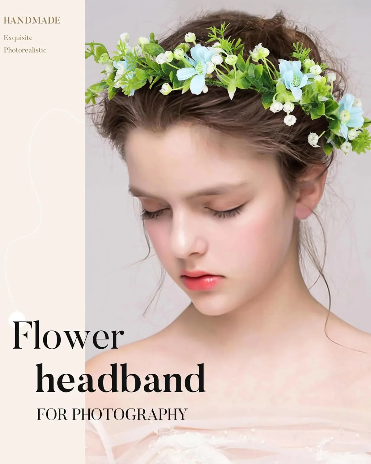AWAYTR Leaf Flower Crown Garland Headpiece - Hair Floral Wreath Adjustable Flower Headbands for Bridal Wedding Festival Party Flower Leaves Crown
