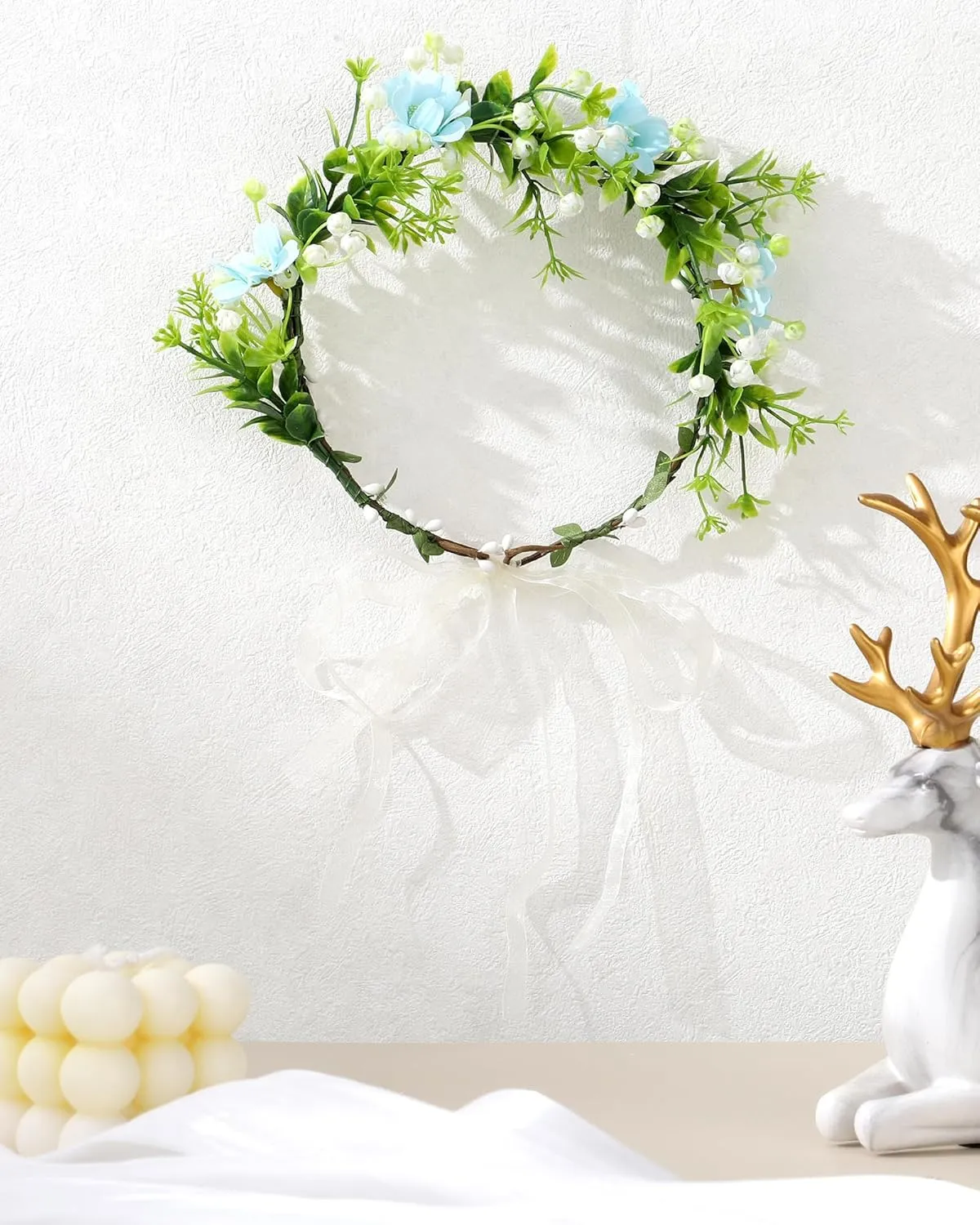 AWAYTR Leaf Flower Crown Garland Headpiece - Hair Floral Wreath Adjustable Flower Headbands for Bridal Wedding Festival Party Flower Leaves Crown