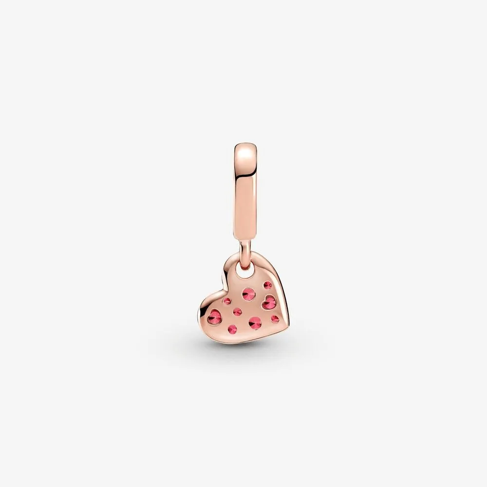 Charm pendente Cuore obliquo con pavé rosso - 789404C02