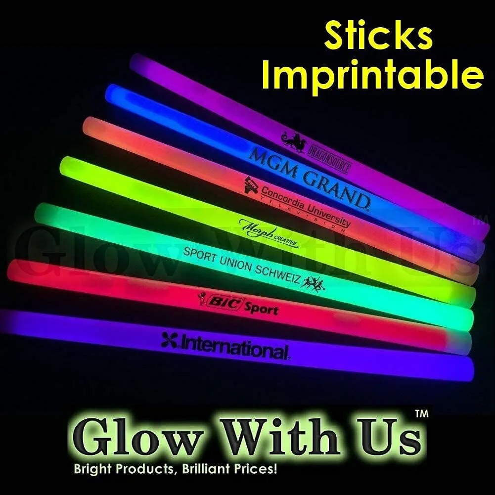 Glow Sticks Bulk Wholesale, 10 12 15mm Dia. Blue Industrial Grade Jumbo Light Sticks, Bright Color, Glow 14 Hrs, Safety Glow Stick 3yrs Shelf Life, Ideal for Camping & Emergency, GlowWithUs Brand