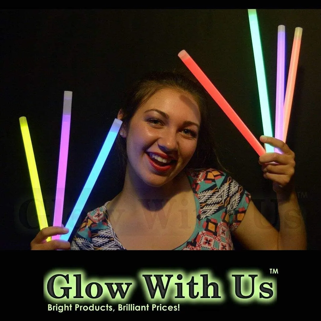 Glow Sticks Bulk Wholesale, 10 12 15mm Dia. Blue Industrial Grade Jumbo Light Sticks, Bright Color, Glow 14 Hrs, Safety Glow Stick 3yrs Shelf Life, Ideal for Camping & Emergency, GlowWithUs Brand