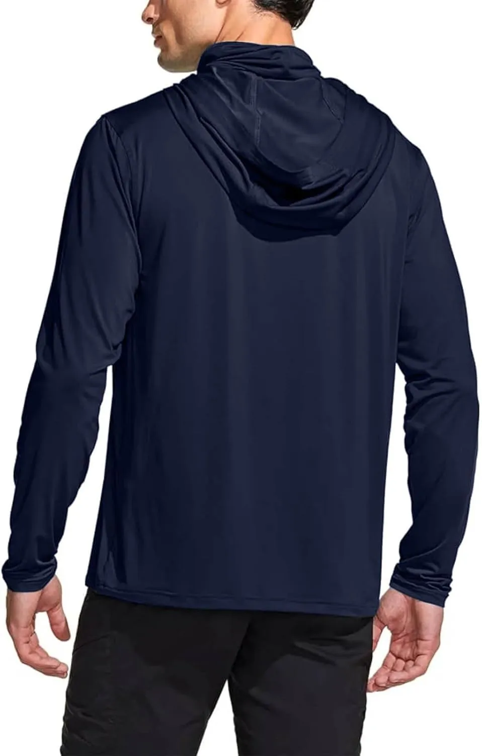 Men's Sun Protection Hoodie with Mask Men Rash Guard Performance Swim Fishing Hiking Shirt Long Sleeve Shirt