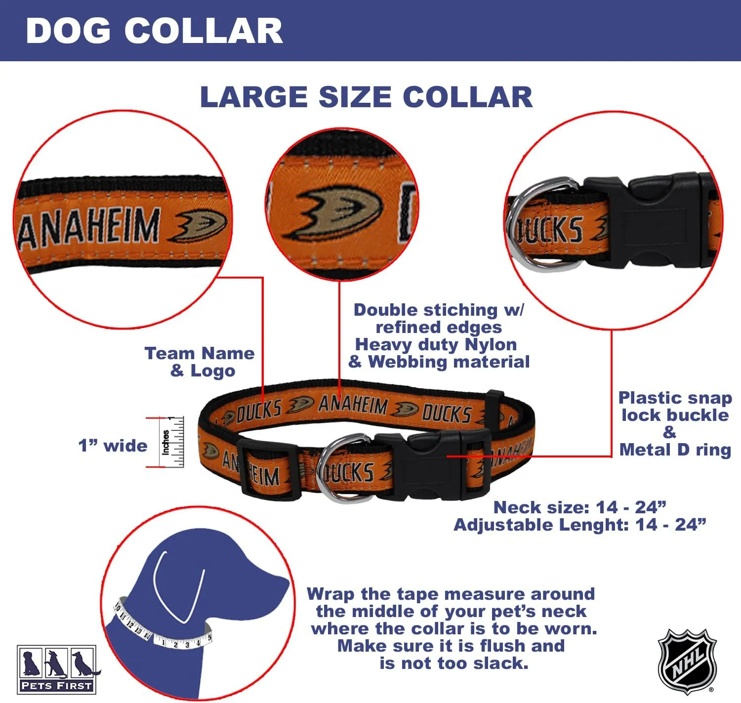 Pets First NHL Collar for Dogs & Cats. Adjustable, Cute, & Stylish! The Ultimate Hockey Fan Collar!