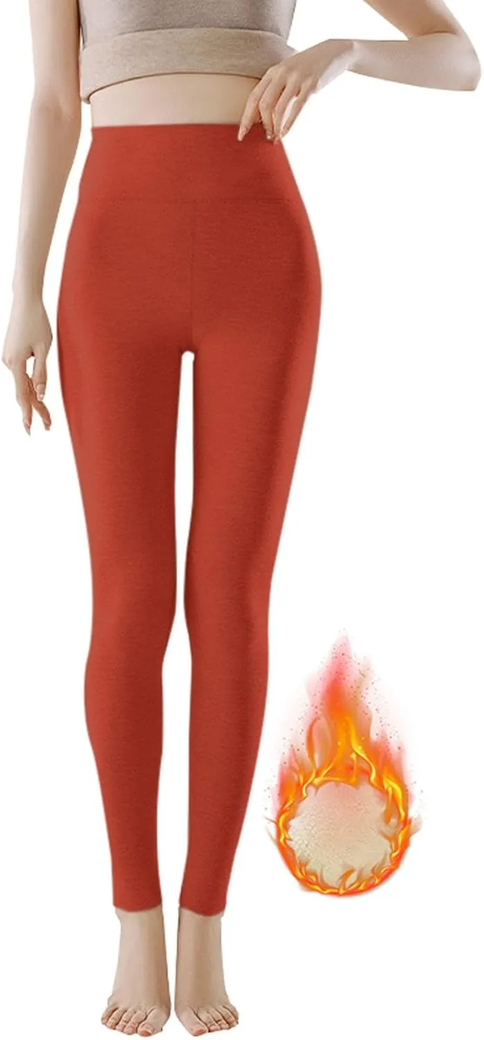 Soft Clouds Fleece Leggings for Women Casual Warm Winter Solid Pants Thermal Tights High Waist Yoga Pants