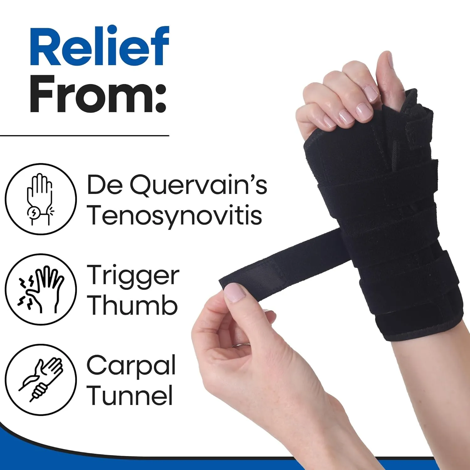 Thumb Spica Splint & Wrist Brace | Both a Wrist Splint and Thumb Splint to Support Sprains, Tendinosis, De Quervain's Tenosynovitis, Fractures | Trigger Thumb Brace for Carpal Tunnel (Left S/M)