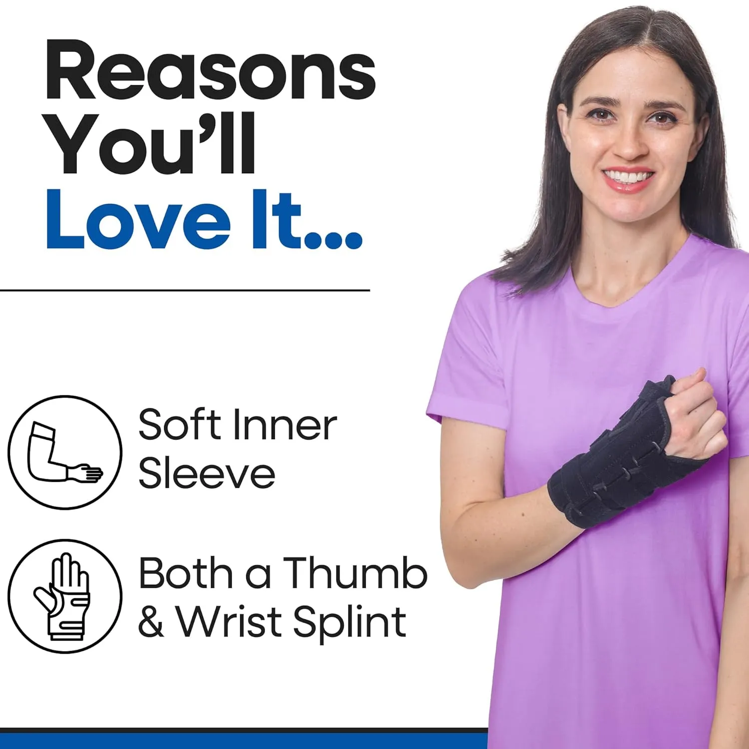 Thumb Spica Splint & Wrist Brace | Both a Wrist Splint and Thumb Splint to Support Sprains, Tendinosis, De Quervain's Tenosynovitis, Fractures | Trigger Thumb Brace for Carpal Tunnel (Left S/M)