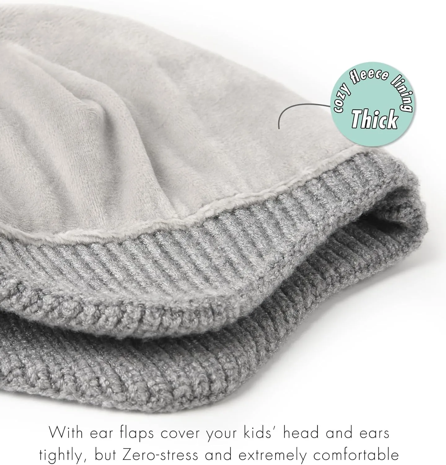 Toddler Baby Winter Hat Warm Fleece Lined Knit Kids Hat with Earflap Infant Newborn Pom Pom Beanie Knit Cap Girls Boys