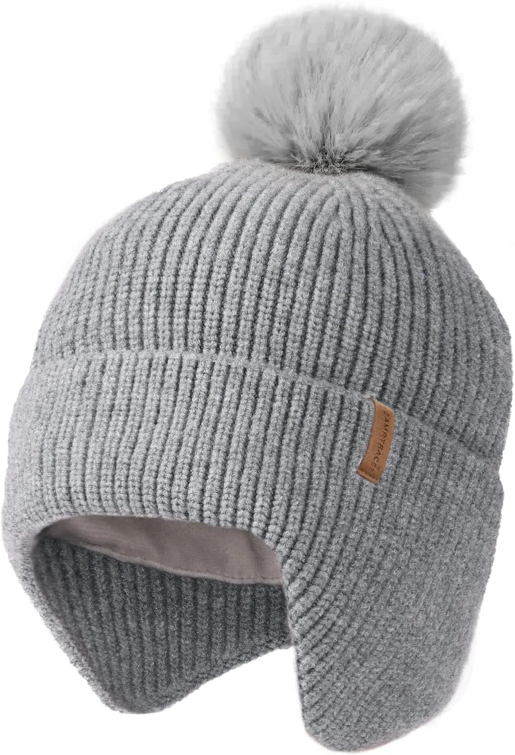 Toddler Baby Winter Hat Warm Fleece Lined Knit Kids Hat with Earflap Infant Newborn Pom Pom Beanie Knit Cap Girls Boys