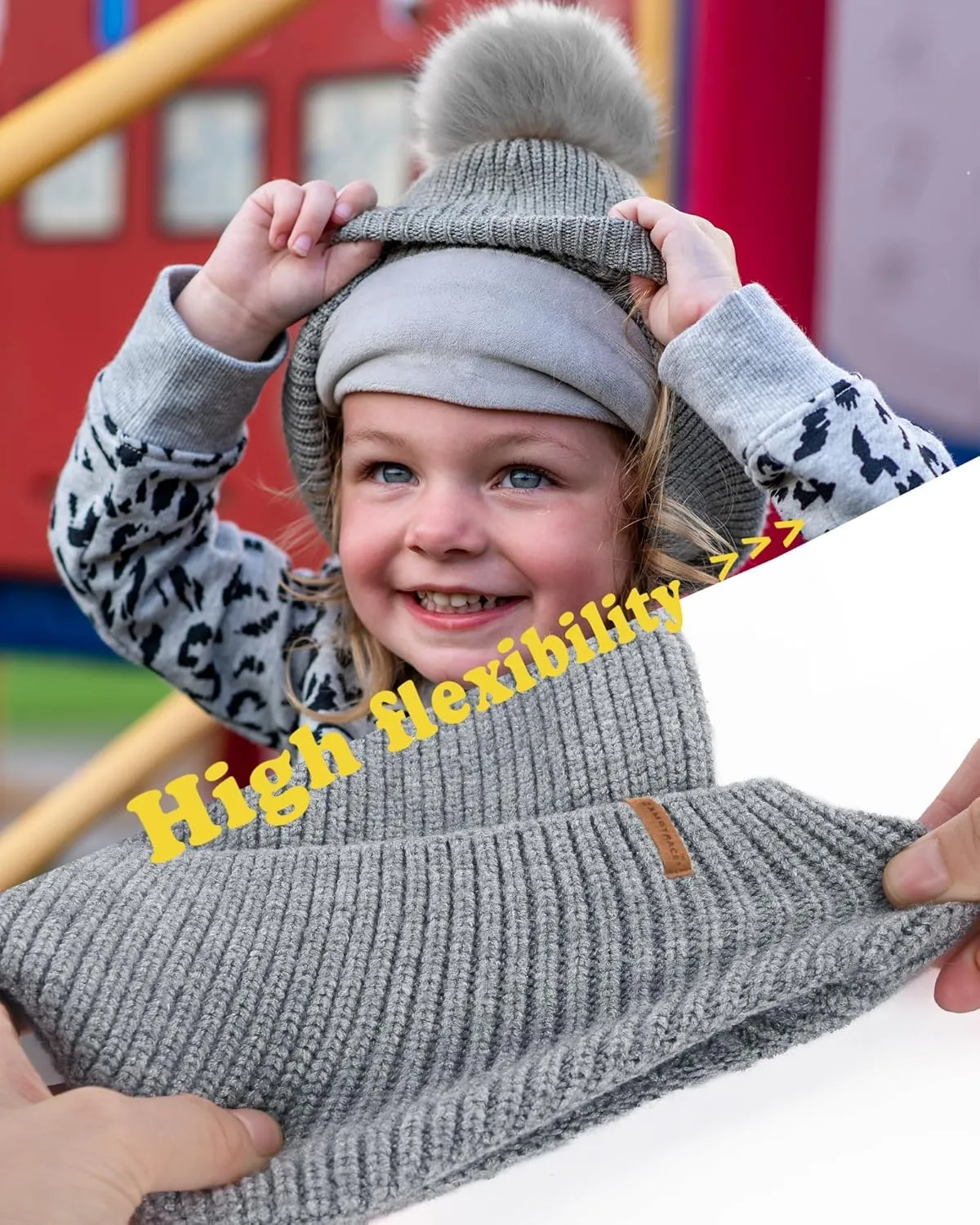 Toddler Baby Winter Hat Warm Fleece Lined Knit Kids Hat with Earflap Infant Newborn Pom Pom Beanie Knit Cap Girls Boys