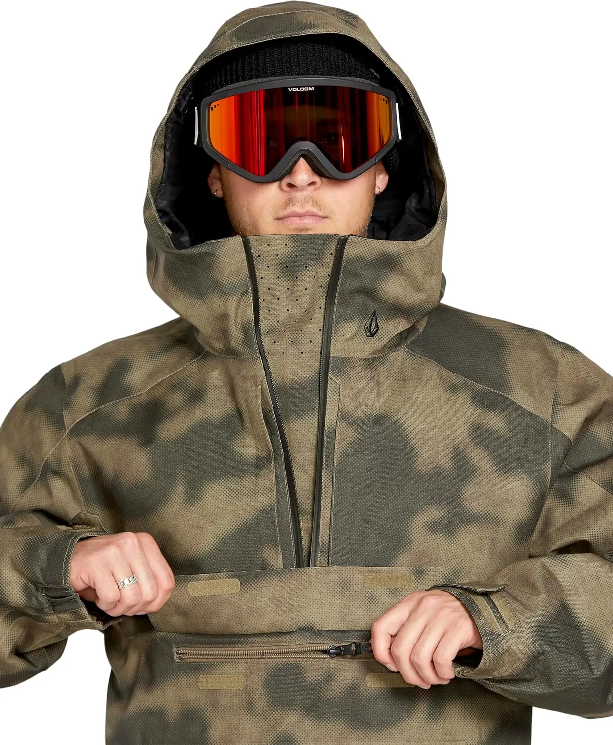 Volcom Men's Brighton Pullover Anarok Hooded Snowboard Jacket