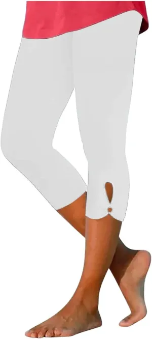 Women Capri Leggings 2024 Dressy Casual Summer Capris Knee Length Crop Pants Trendy Lightweight Ladies Clothing